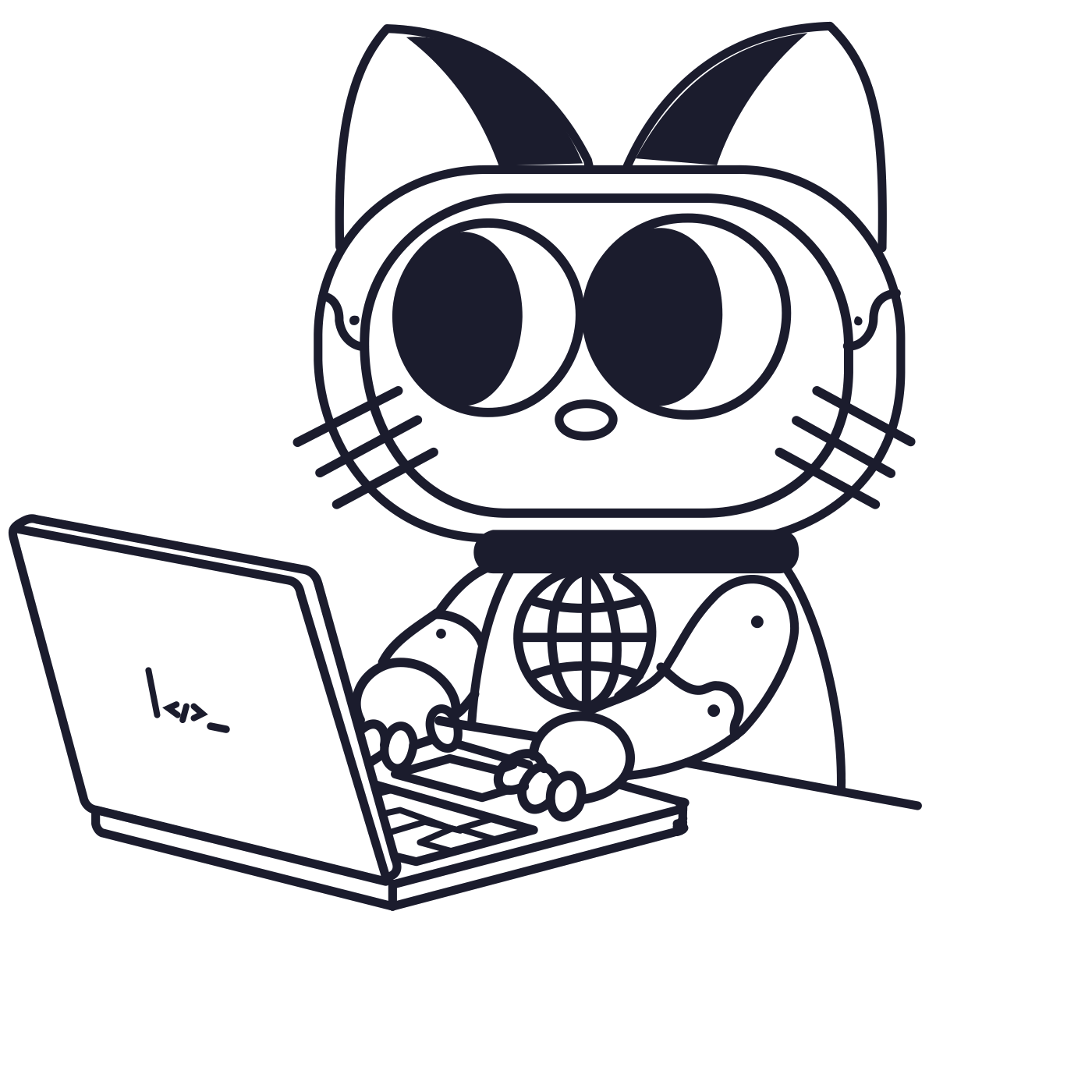 Gatita programando en un computador